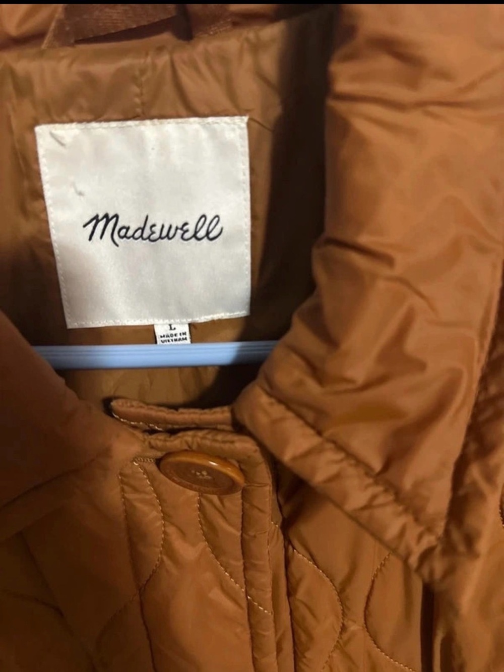 Madewell Quilted Puffer Jacket in Camel Brown
